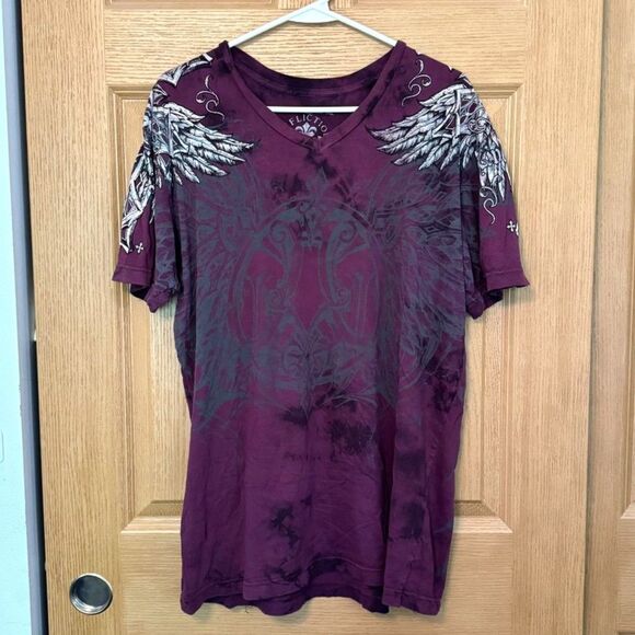 Dark Purple Wings Vintage Affliction Live Fast Men's T-Shirt Size XL - Picture 1 of 10